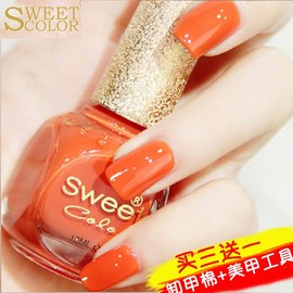 sweetcolor指甲油套装，不可剥防水亮橙橘红色，桔色持久不掉色