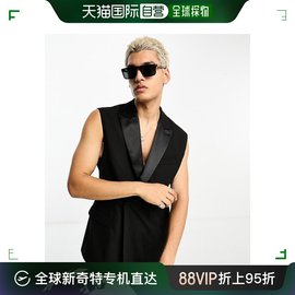 香港直邮潮奢asos男士，设计修身无袖西装，外套(黑色)