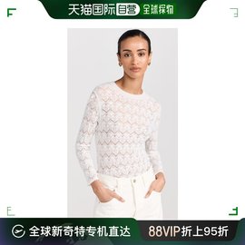 香港直邮潮奢 VINCE 女士 精美蕾丝七分袖水手领上衣 VINCE52394