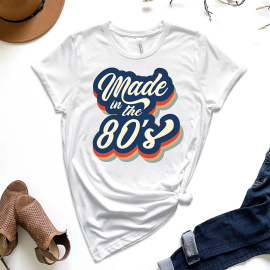 madeinthe80swomentshirts全棉宽松圆领，短袖生日礼物t恤女