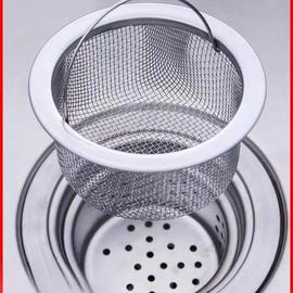 厨房水槽提篮提笼不锈钢水池过滤网漏斗洗碗池304下水器通用配件