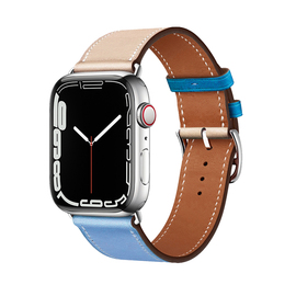 适用苹果iwatch9手表表带PU皮apple watch7/6/5手表带s5智能配件s7运动皮质s6男女款s8创意49mm替换腕带