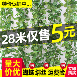 仿真植物藤条爬山虎葡萄叶绿树叶，塑料假花水管道缠绕藤蔓吊顶装饰