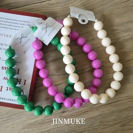 JINMUKE韩国进口东大门时尚首饰品串珠大气夸张纯色项链锁骨链新