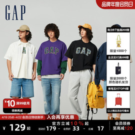 Gap男女装2024春夏LOGO设计感字母经典圆领纯棉短袖T恤885842