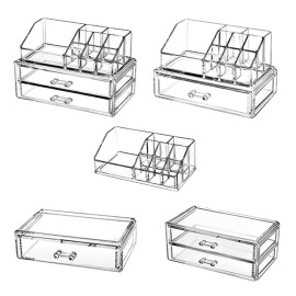 纳装梳妆台化妆品收纳盒桌面水晶唇膏粉饼分层抽屉式口红展示盒子
