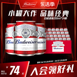 6月到期Budweiser/百威啤酒迷你255ml*24罐装啤酒整箱