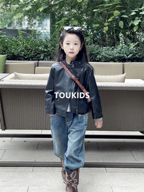toukids儿童小皮衣，外套女童春装皮夹克，棒球服春秋款2024男童