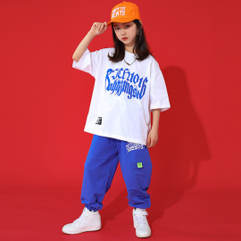 儿童街舞演出服男童炫酷嘻哈套装夏hiphop潮服宽松女童爵士舞服装