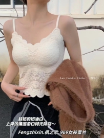 枫之欣969女法式蕾丝提花固定一体，聚拢美背无痕打底吊带背心内衣