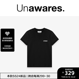 Unawares  纯棉双面面料 CREW 印花宽松短袖T恤