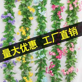 仿真牵牛花藤条吊顶装饰塑料假喇叭花室内外户篱笆装饰背景墙花藤