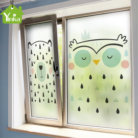 静电膜玻璃贴膜窗花磨砂贴纸，儿童房卫生间幼儿园，遮光橱窗贴动物