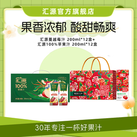 东北限定组合汇源果汁，蔓越莓汁饮品+苹果汁，200ml*12盒*2箱