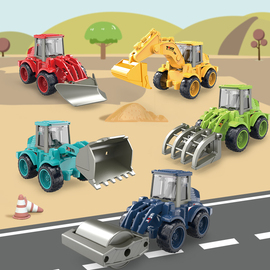 儿童惯性工程车仿真挖掘机模型宝宝，小汽车2推土车3岁4男孩5玩具车
