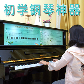 大谱表与钢琴键盘对照表油画布，五线谱挂图墙贴乐理符号儿童初学者