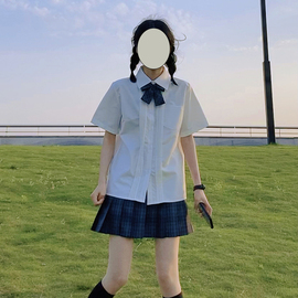 jk制服衬衫女短袖夏季日系校供学院风风琴，褶衬衣白色上衣毕业班服