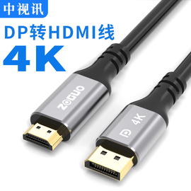 中视讯dp转hdmi线，高清笔记本电脑，显卡连接显示器电视机转换线8k60