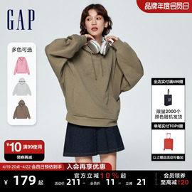 Gap女装春季3D浮雕logo慵懒风美式复古纯色运动连帽卫衣429363