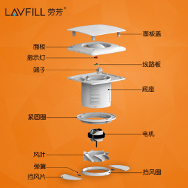 LAVFILL劳芳家用橱窗排气扇酒店玻璃窗排风扇浴室换气强力6寸静音