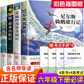 全套4册鲁滨逊漂流记正版小学生六年级必读课外阅读书籍，下册和汤姆·索亚历险记，快乐读书吧尼尔斯骑鹅旅行记原著爱丽丝漫游奇境