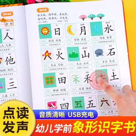 儿童识字书有声幼儿认字汉字会说话的识字大王手，指点读发声书早教绘本学前幼儿园宝宝学习2000认知启蒙教材趣味看图象形卡片3000字