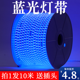 LED蓝光灯带条220V蓝色灯条超亮吊顶工程KTV招牌户外防水软灯带条