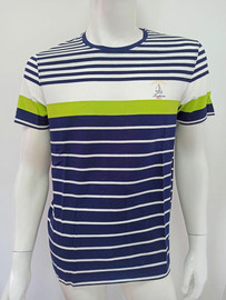 品牌系列夏季青年男士条纹圆领短袖T恤 卡尔丹款丝光柔滑面料