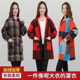 冬季时尚女士外套工作服冬天加绒加厚保暖棉罩衣女款外穿棉衣