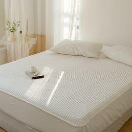 纯色全棉夹棉绗缝床笠学生宿舍1.8m纯棉床垫保护套可机洗床罩防滑