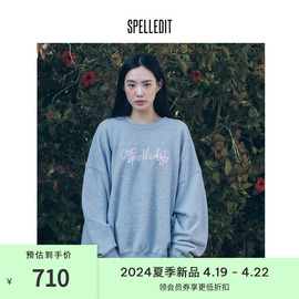 spelledit2024春季spell蝴蝶结，刺绣卫衣韩版女通勤宽松上衣