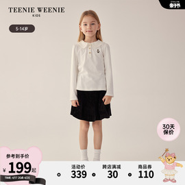 teenieweeniekids小熊童装，24年春款女童花边翻领，长袖打底polo衫