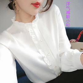 白衬衫设计感女小众上衣，时尚洋气减龄小衫2024年春衬衣雪纺衫
