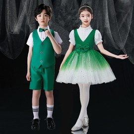 六一儿童演出服小学生大合唱团诗歌，朗诵表演服女童幼儿园演出服装