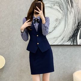 空姐制服职业套装，马甲三件套时尚气质酒店前台，美容师工作服女