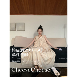 cheese'旧时光手稿'裙子夏季少女法式甜美宽松a字蓬蓬背心连衣裙