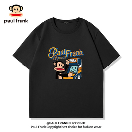 Paulfrank/大嘴猴黑色半袖男夏季ins潮牌纯棉男生短袖T恤2024