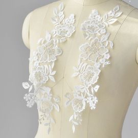 牛奶丝银线刺绣蕾丝花边，贴花朵婚纱，头纱包包装饰材料婚鞋diy贴片