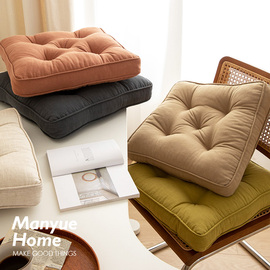 蔓越家日式简约纯色棉麻坐垫板凳，垫客厅餐椅垫，加厚防滑飘窗坐垫