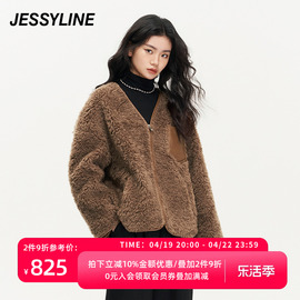 杰茜莱羊羔毛绒外套女装冬装新短款小个子毛茸茸皮草潮 jessyline