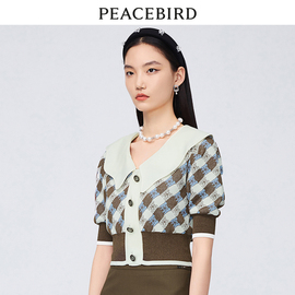 商场同款太平鸟女装 PEACEBIRD联名荷叶领线套衫女A1EEC3336