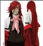 cosplay假发 黑执事格雷尔 夏娜 深红色1米长发 造型假发