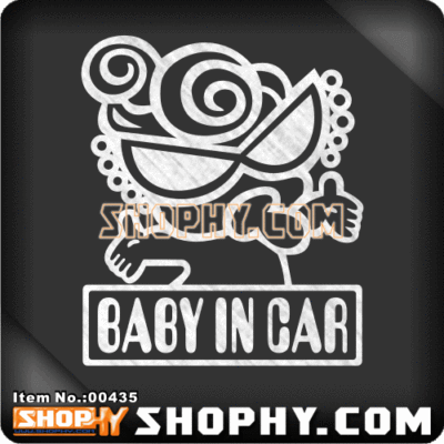 [SHOPHY]金属色系列00435警示贴小孩在车内BABYINCAR