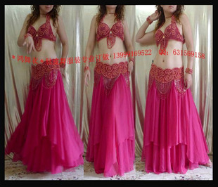 玫瑰芙蓉 玫红012肚皮舞服专业订做 鸿舞衣