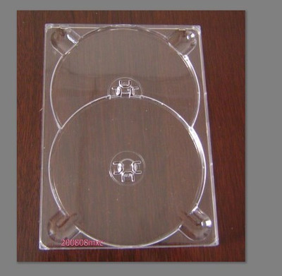 双碟原料DVD光盘托 长方形透明光盘托 CD光盘盒 塑料盒100个/65元