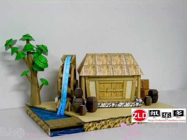 纸乐多 【冒险岛】流水木屋场景3D立体游戏动漫纸模手作DIY