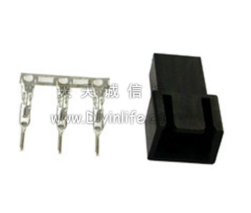 风扇3Pin接头 3Pin母头 黑色保护型接口 附针3枚