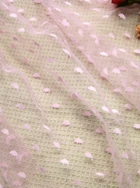 294D*客供 粉红色网纱提花蕾丝布布 门幅135cm 7元半米