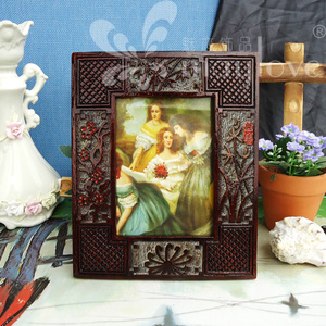 中式实木雕花相框 家装风格 复古怀旧摆设装饰摆件 婚庆创意相架