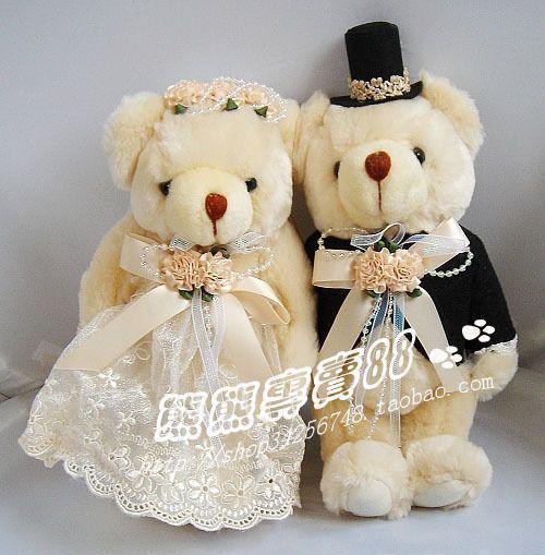 3皇冠◣蕾丝情侣结婚对熊婚纱熊泰迪熊生日礼物结婚礼物婚车公仔